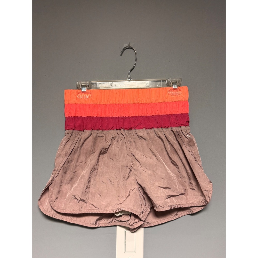 Free People FP Movement The Way Home Shorts Mauve Orange Colorblock High Rise M